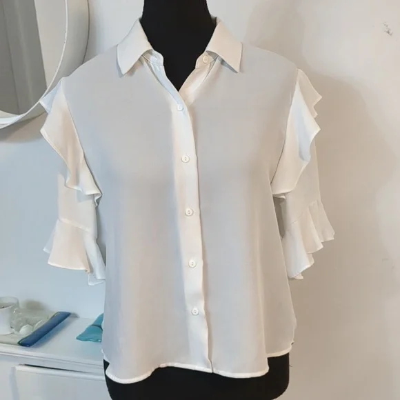 The Kooples White Ruffle Blouse - Picture 3 of 8